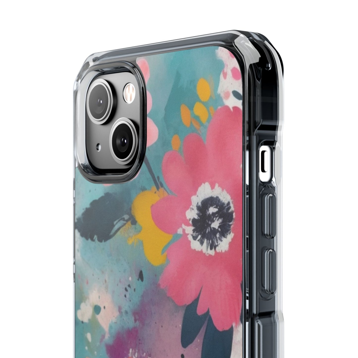 Vibrant Floral Magnetic Clear Impact Case for iPhone 16 15 14