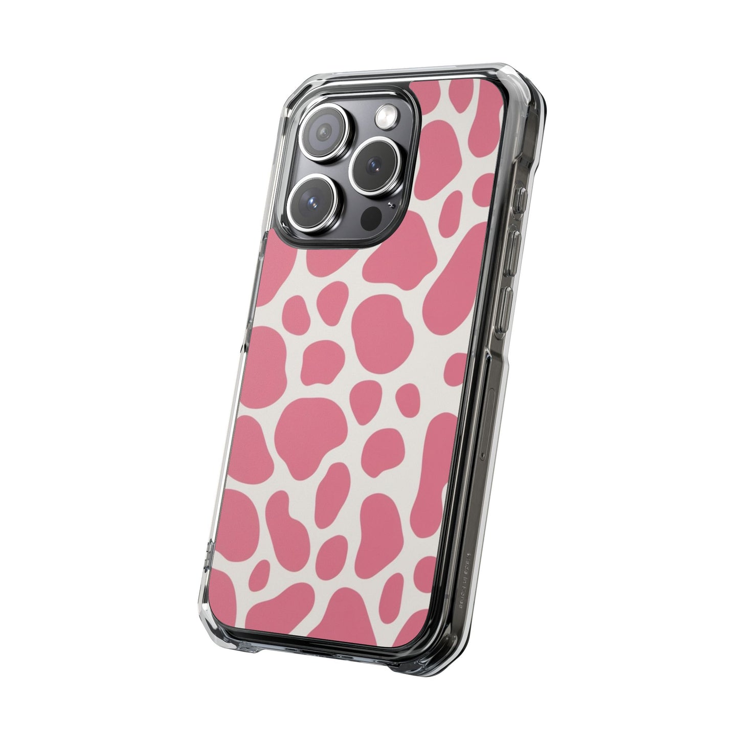Pink Giraffe Print Magnetic Clear Impact Case for iPhone 16 15 14