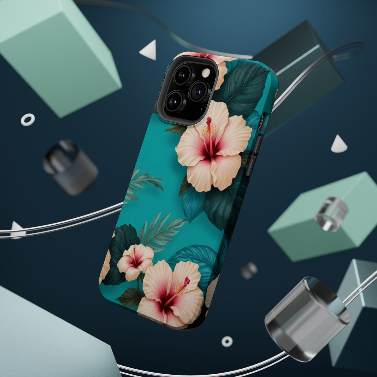 Tropical Floral Magnetic Tough Phone Case for iPhone 16 15 14 13