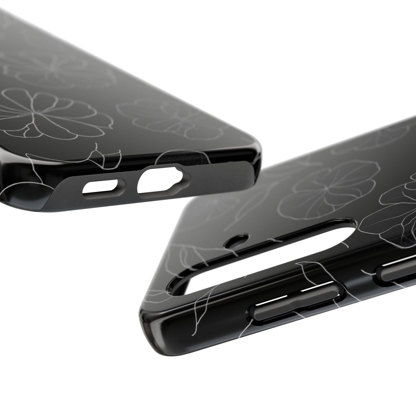 Black Floral Tough Phone Case