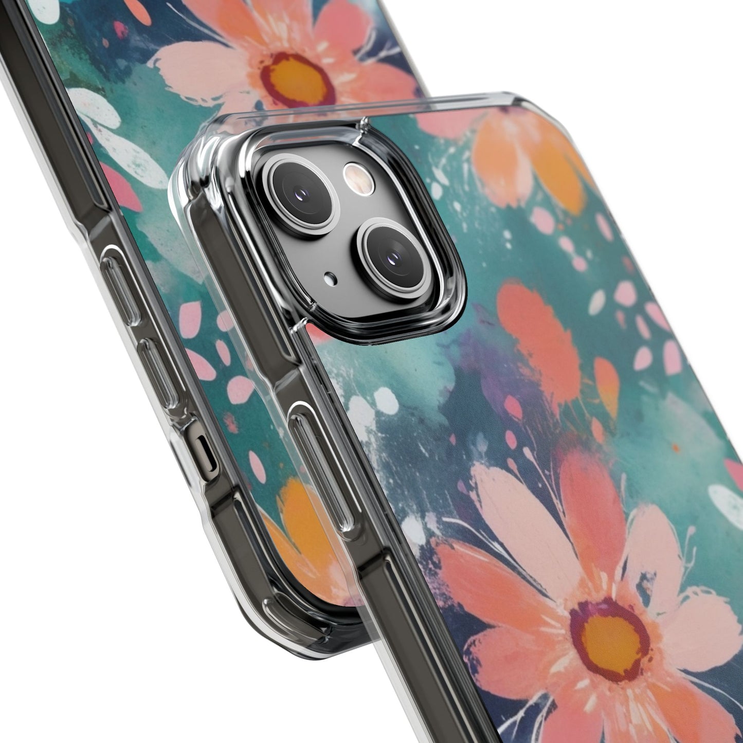 Pastel Floral Magnetic Clear Impact Case for iPhone 16 15 14