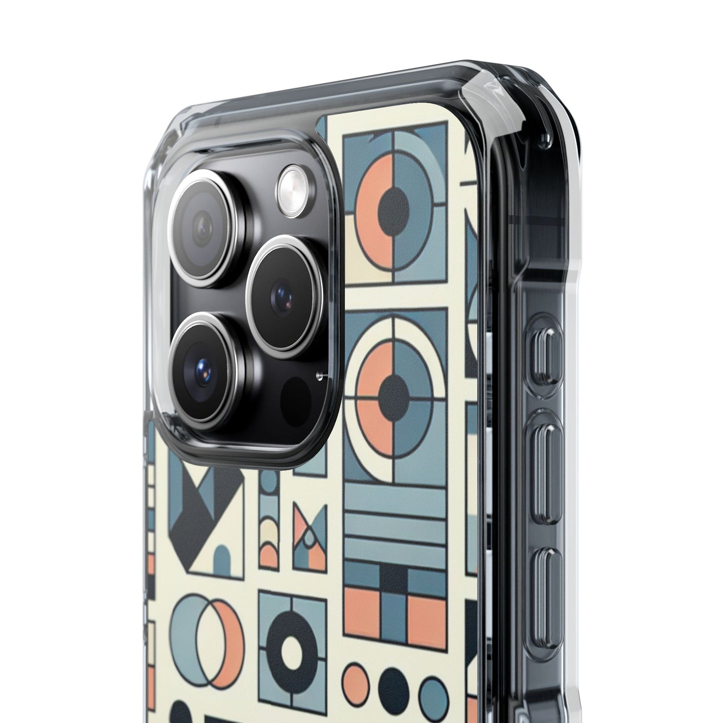 Geometric Print Magnetic Clear Impact Case for iPhone 16 15 14