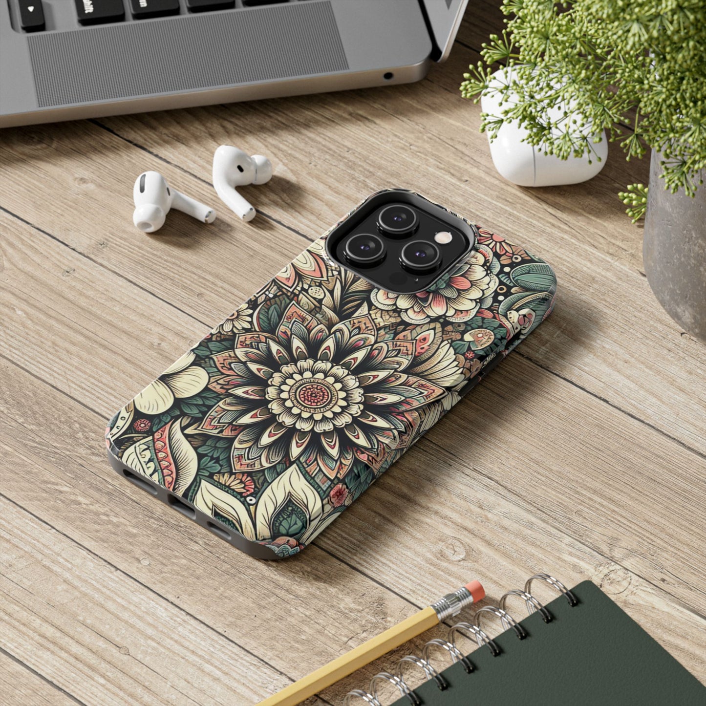 Boho Floral Tough Case for iPhone 16 15 14 13 12 11 X 8 7 Samsung Galaxy S24 S23 S22 S21