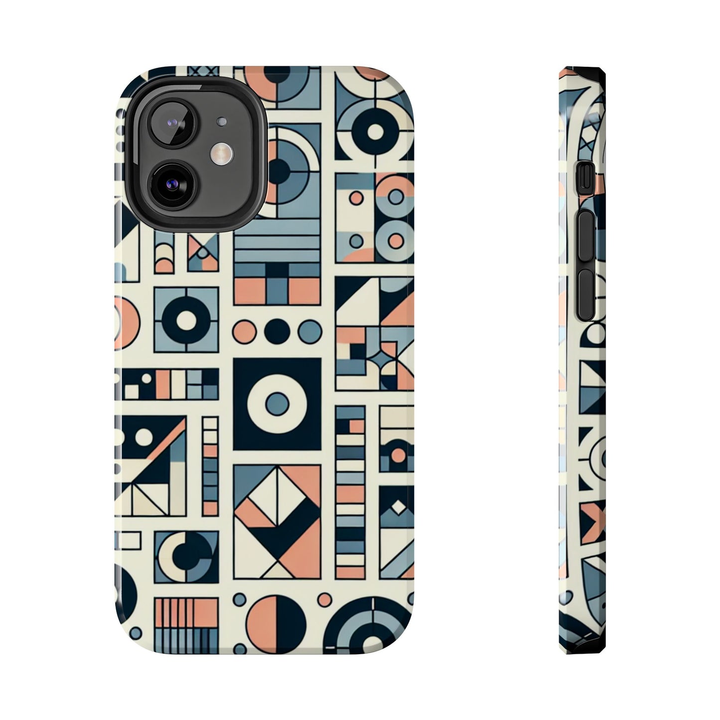 Geometric Print Tough Phone Case for iPhone 16 15 14 13 12 11 X 8 7 Samsung Galaxy S24 S23 S22 S21