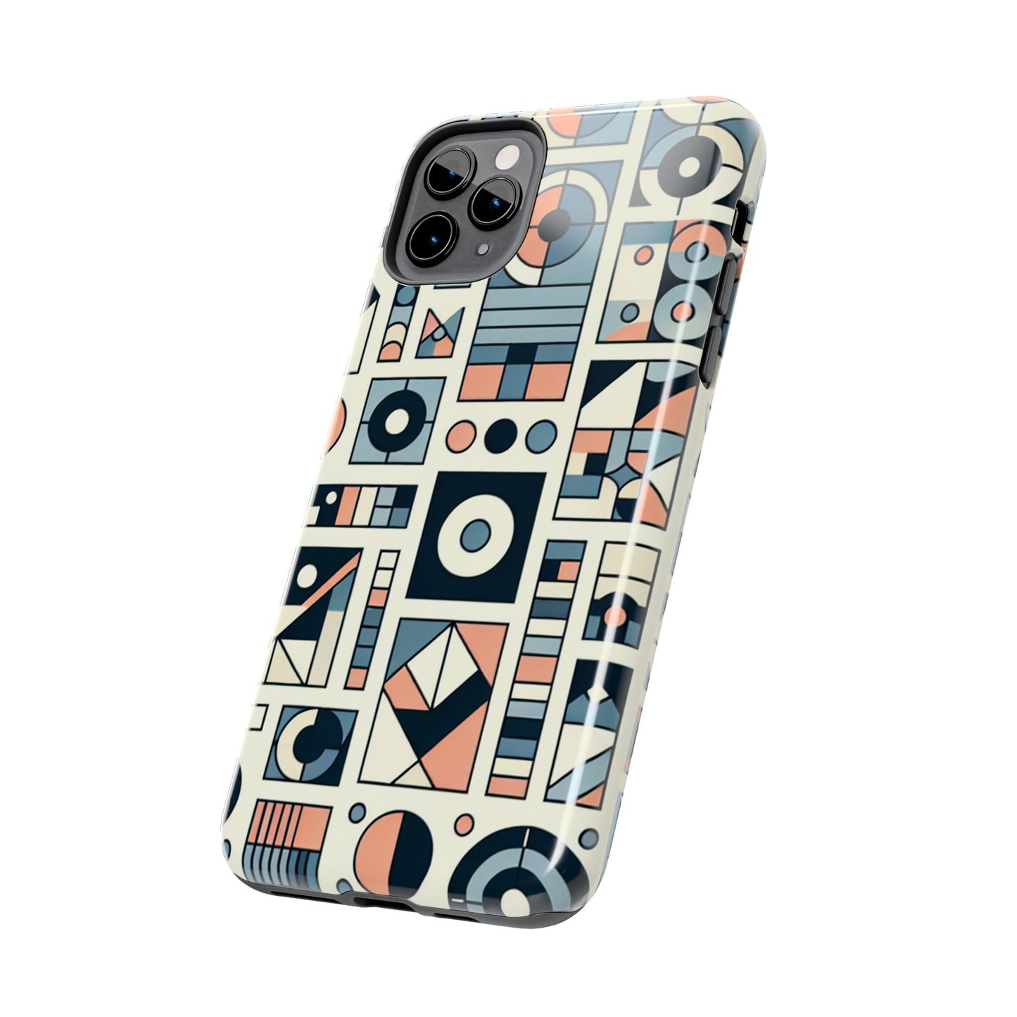 Geometric Print Tough Phone Case for iPhone 16 15 14 13 12 11 X 8 7 Samsung Galaxy S24 S23 S22 S21
