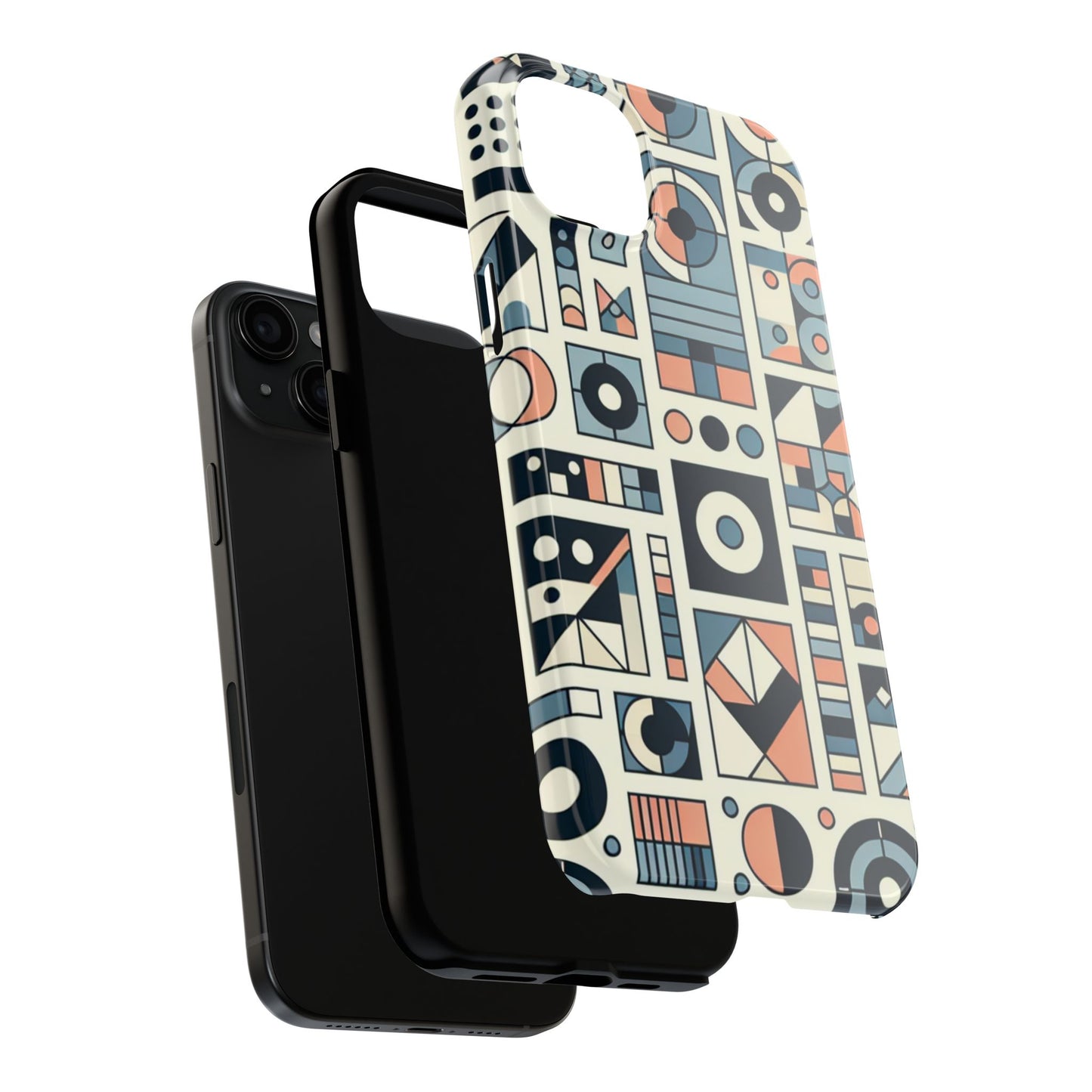 Geometric Print Tough Phone Case for iPhone 16 15 14 13 12 11 X 8 7 Samsung Galaxy S24 S23 S22 S21