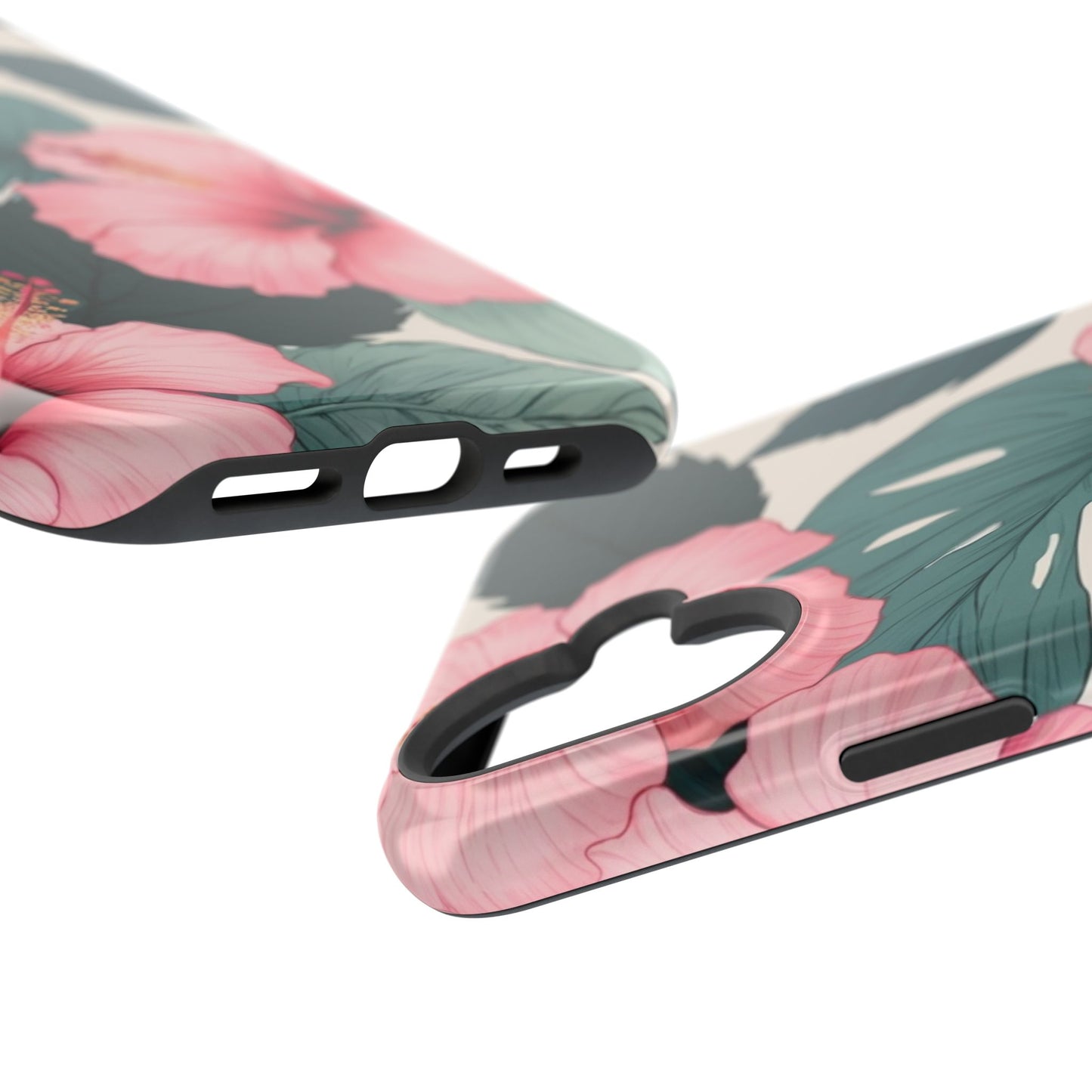 Tropical Hibiscus Magnetic Tough Phone Case for iPhone 13 14 15 16 Models