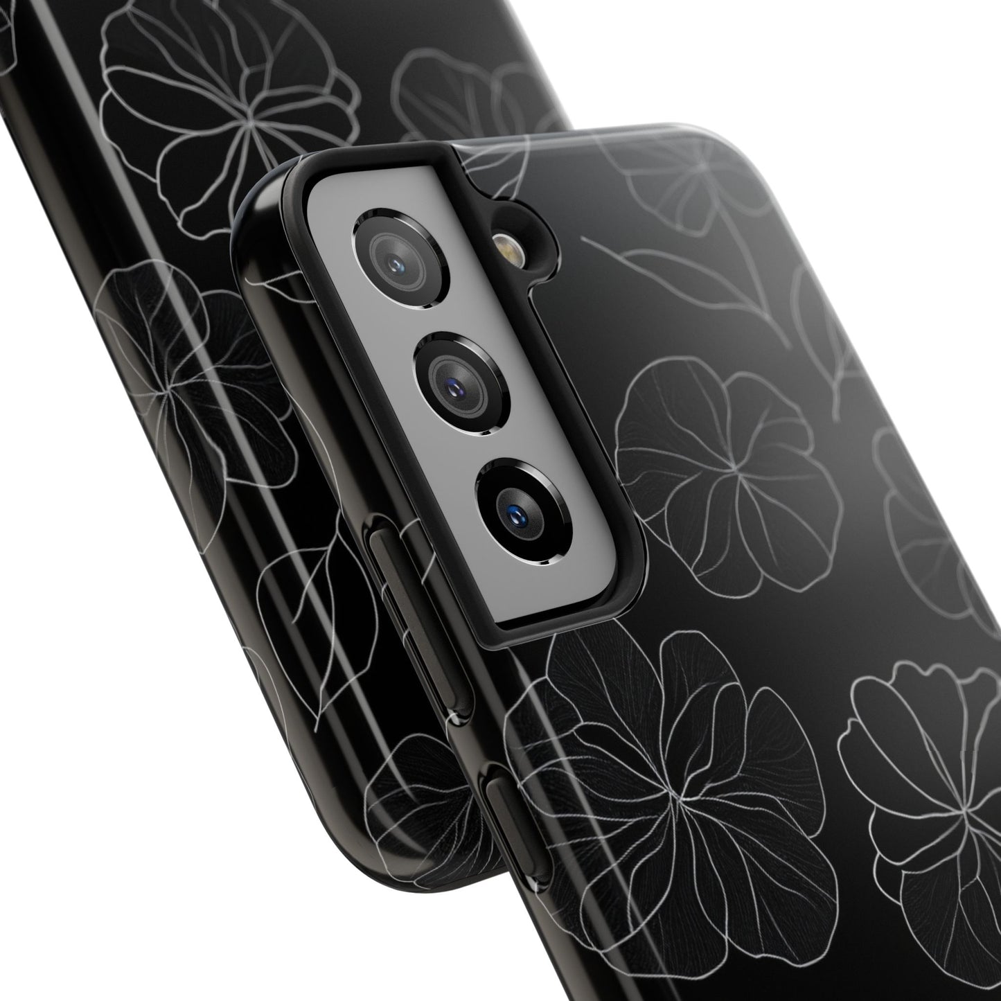 Black Floral Tough Phone Case
