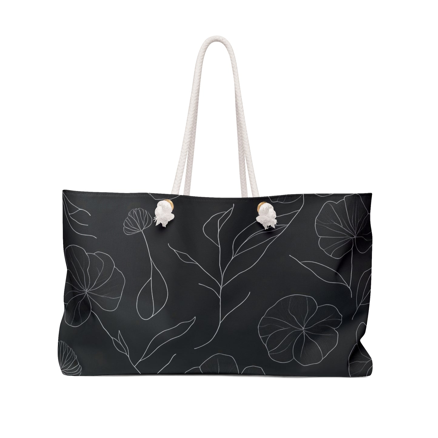Black and White Floral Travel and Beach Bag