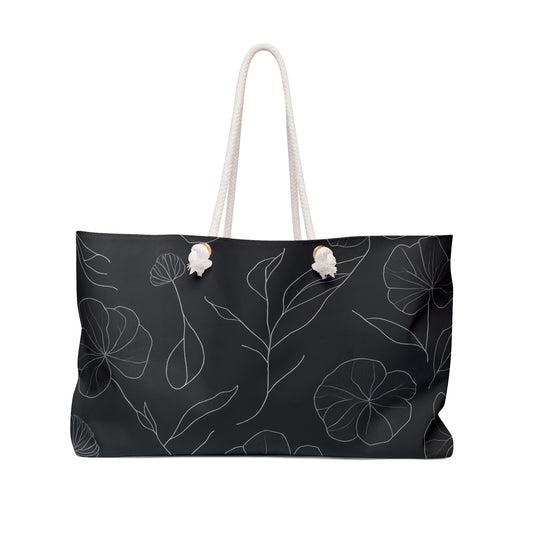 Black and White Floral Travel and Beach Bag