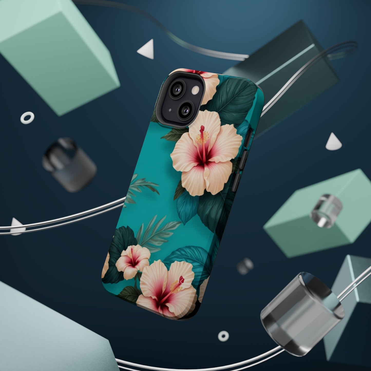 Tropical Floral Magnetic Tough Phone Case for iPhone 16 15 14 13