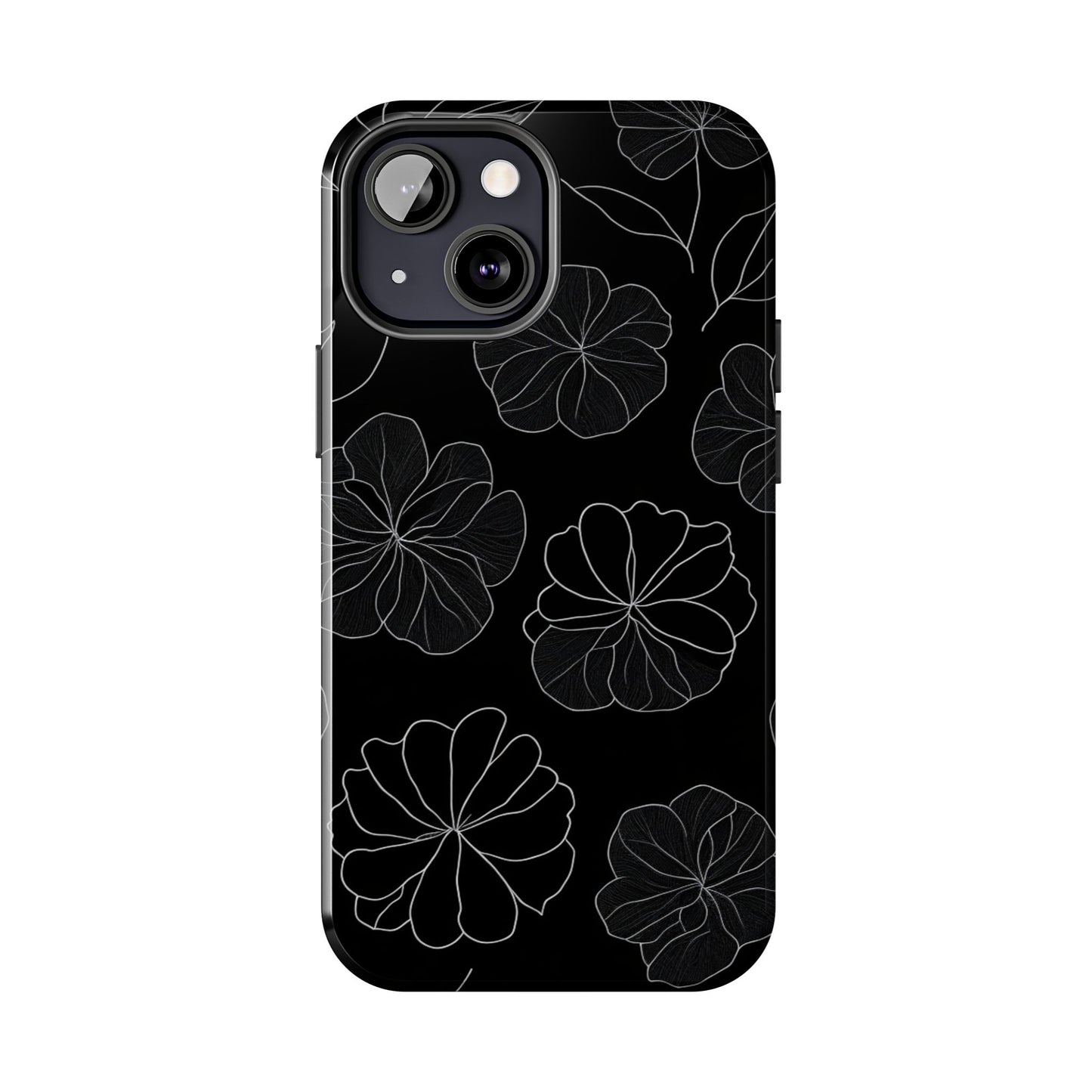 Black Floral Tough Phone Case