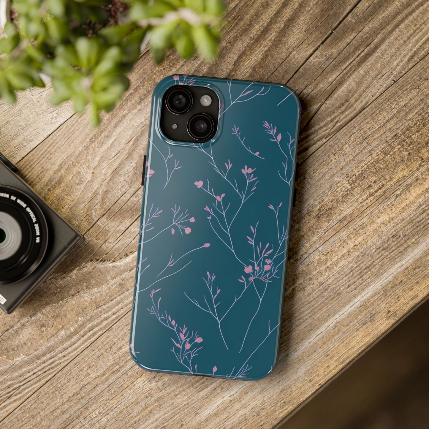 Teal Floral Tough Phone Case