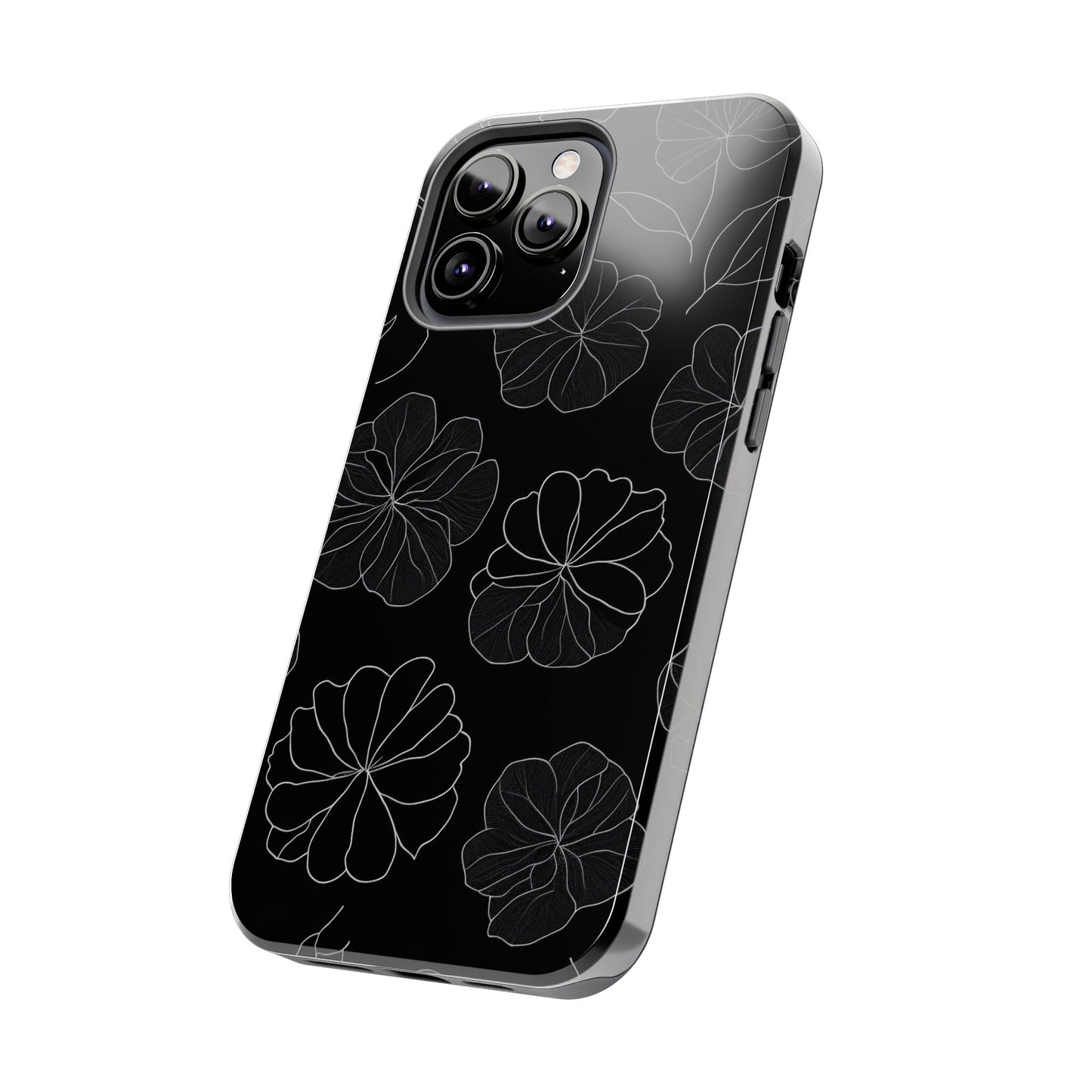 Black Floral Tough Phone Case