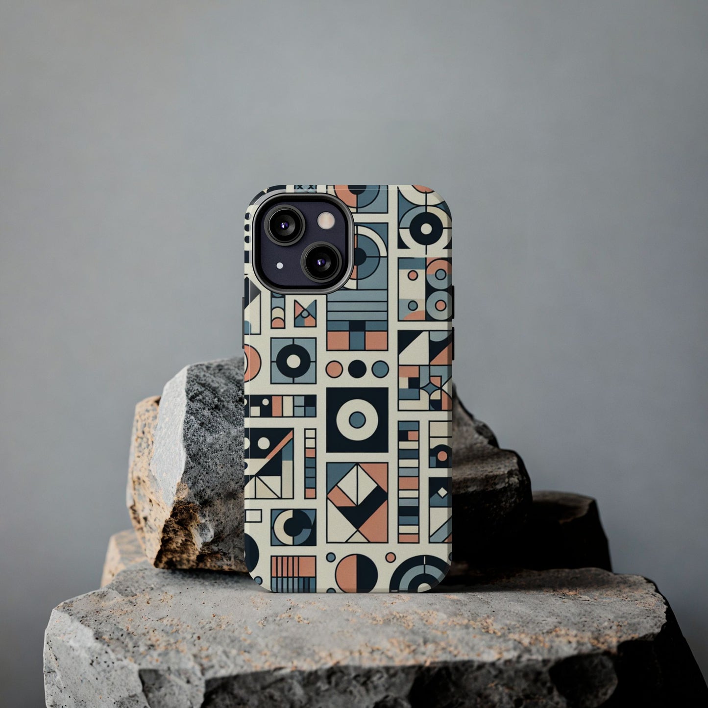 Geometric Print Tough Phone Case for iPhone 16 15 14 13 12 11 X 8 7 Samsung Galaxy S24 S23 S22 S21