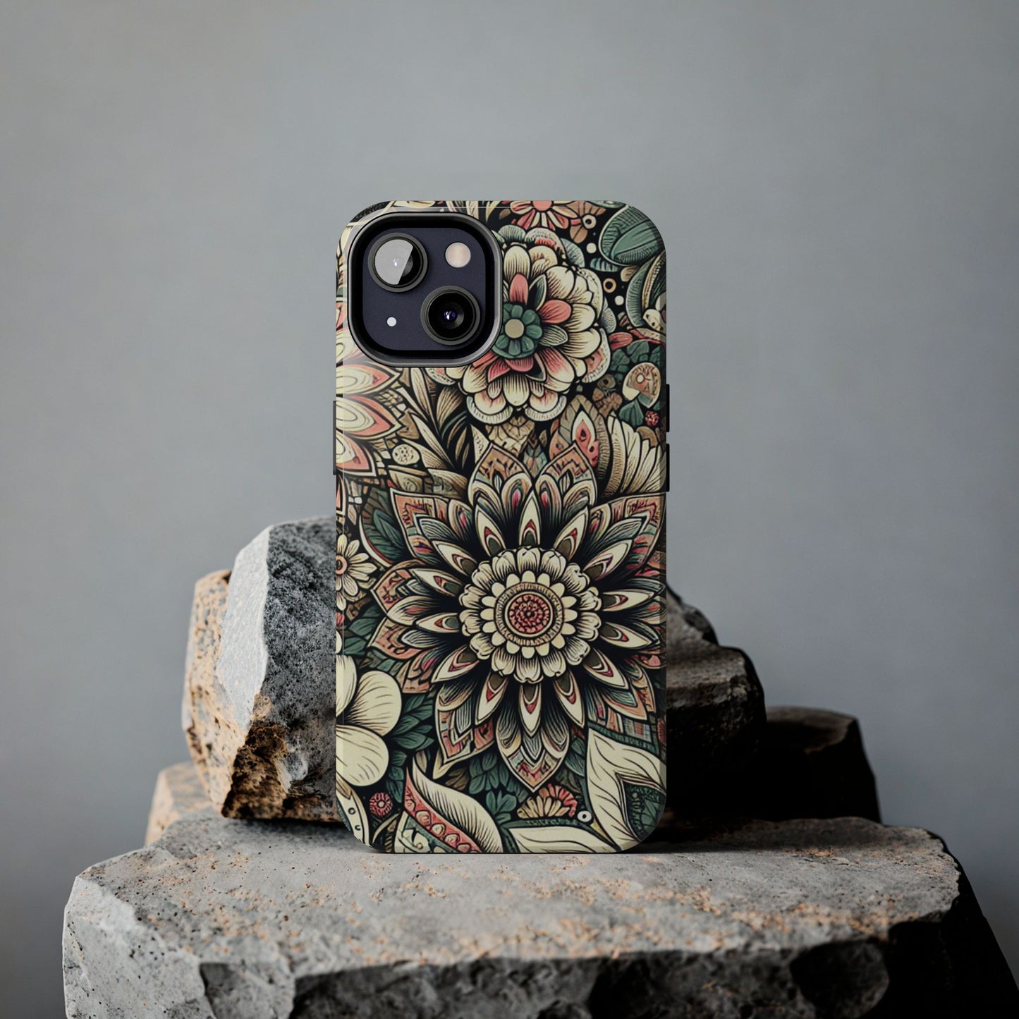 Boho Floral Tough Case for iPhone 16 15 14 13 12 11 X 8 7 Samsung Galaxy S24 S23 S22 S21