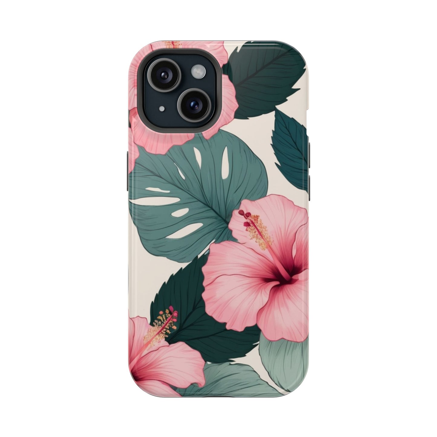 Tropical Hibiscus Magnetic Tough Phone Case for iPhone 13 14 15 16 Models
