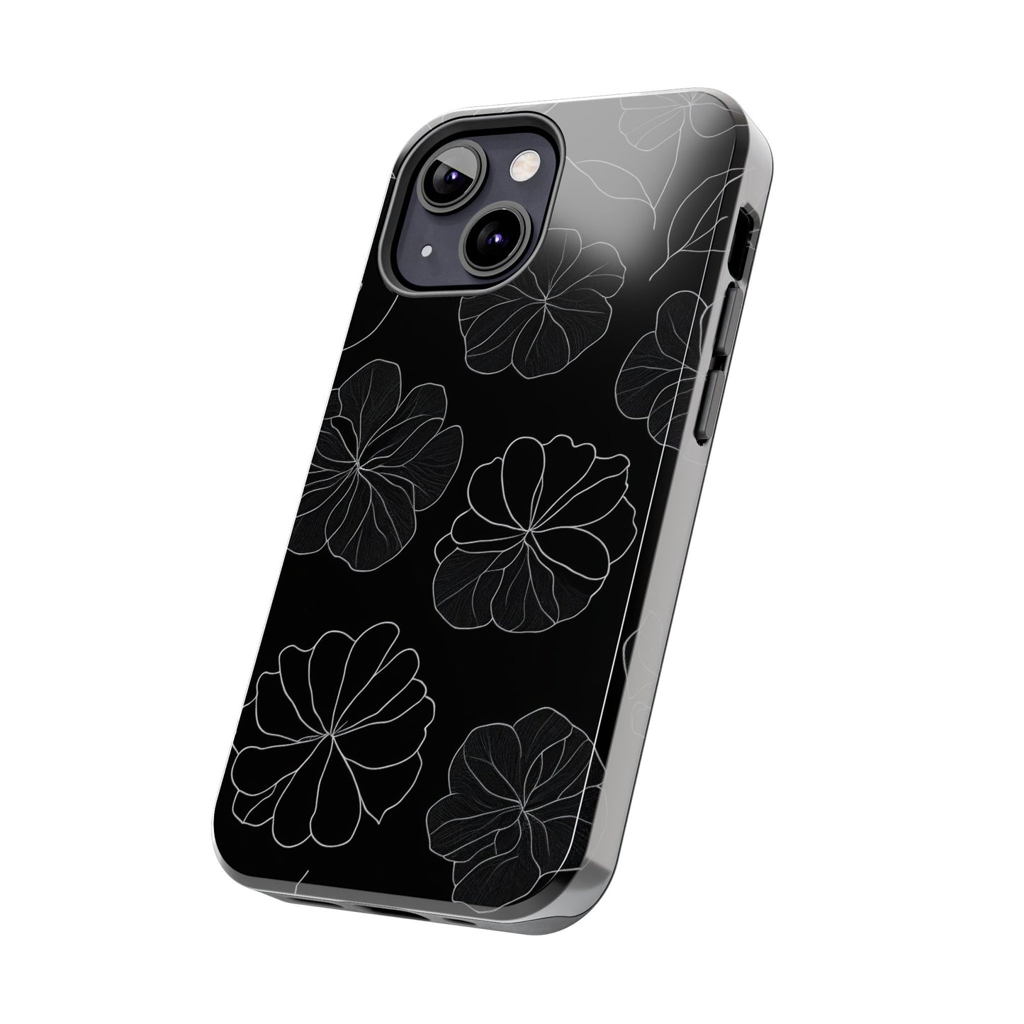 Black Floral Tough Phone Case