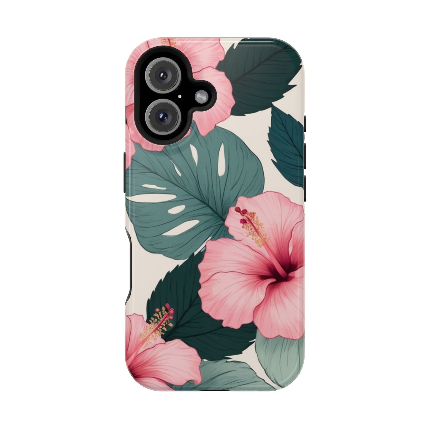 Tropical Hibiscus Magnetic Tough Phone Case for iPhone 13 14 15 16 Models
