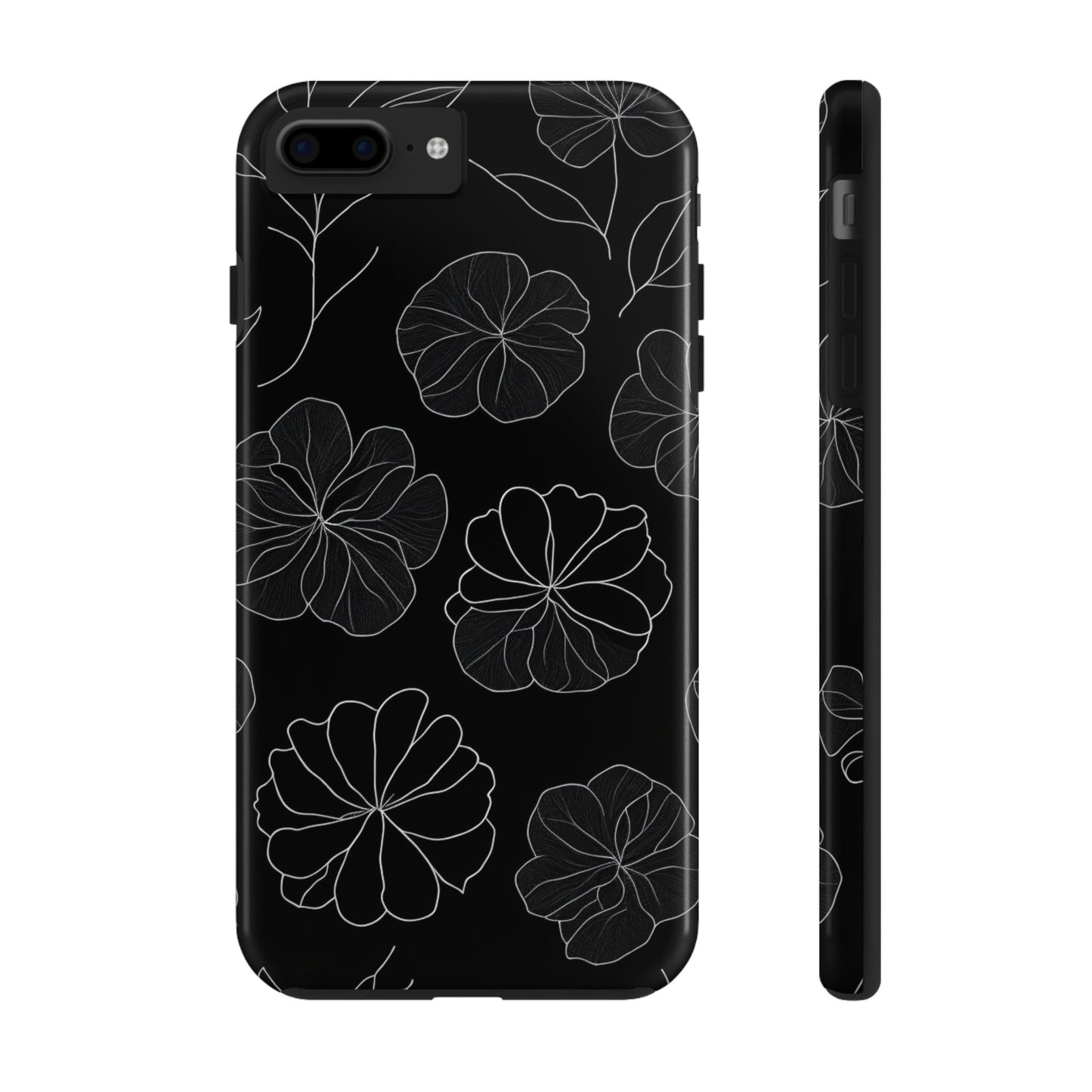 Black Floral Tough Phone Case