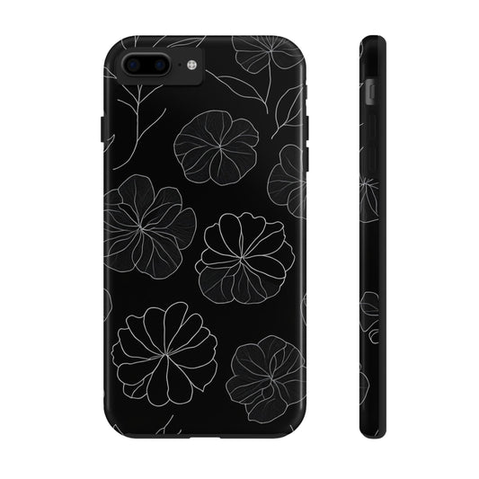 Black Floral Tough Phone Case
