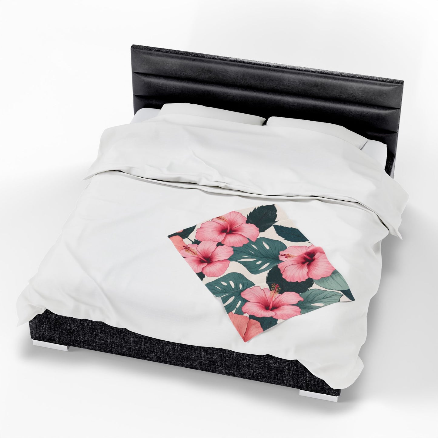 Tropical Hibiscus Velveteen Plush Blanket