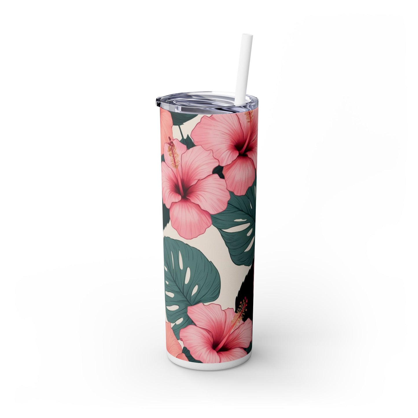 Tropical Hibiscus Skinny Tumbler with Straw 20oz