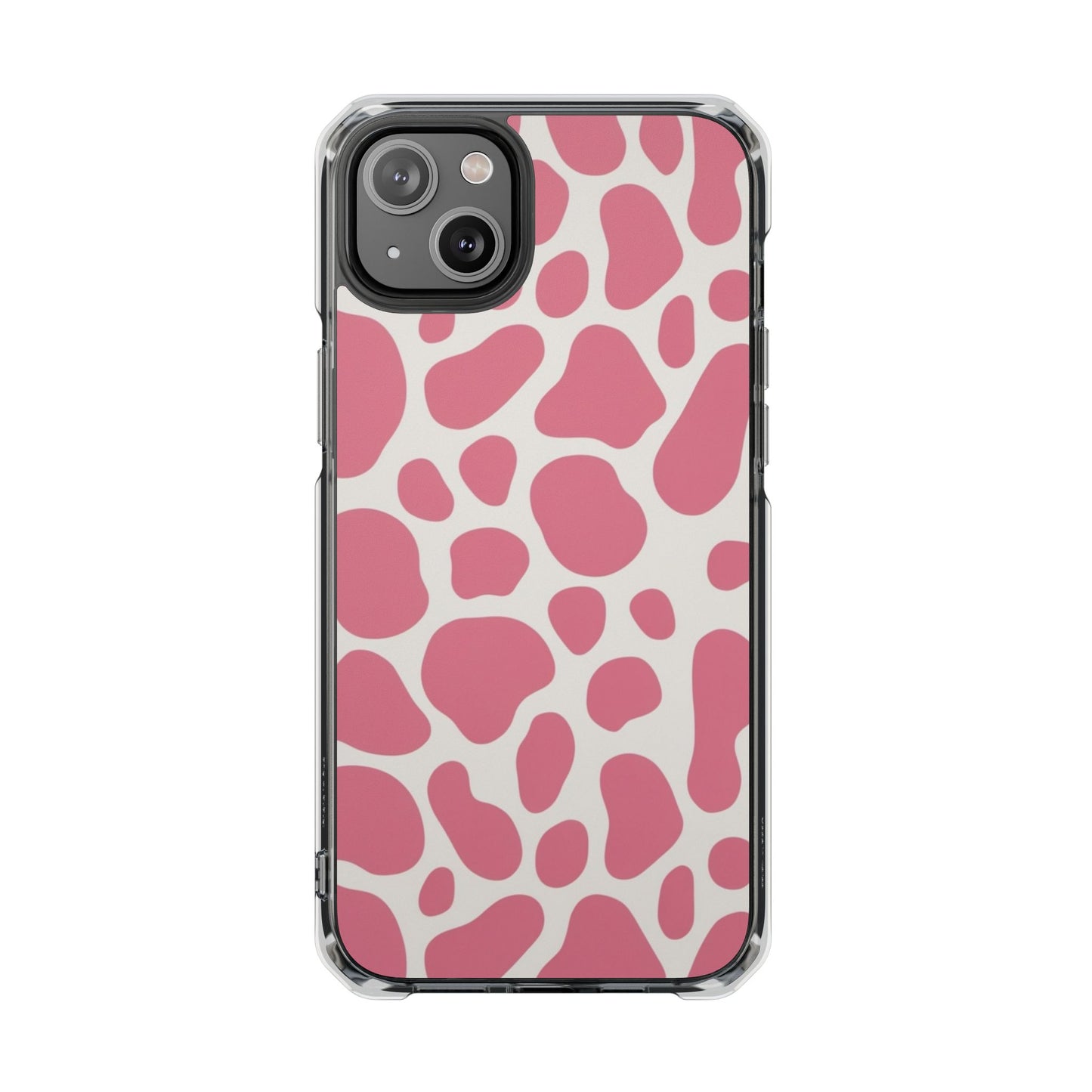 Pink Giraffe Print Magnetic Clear Impact Case for iPhone 16 15 14