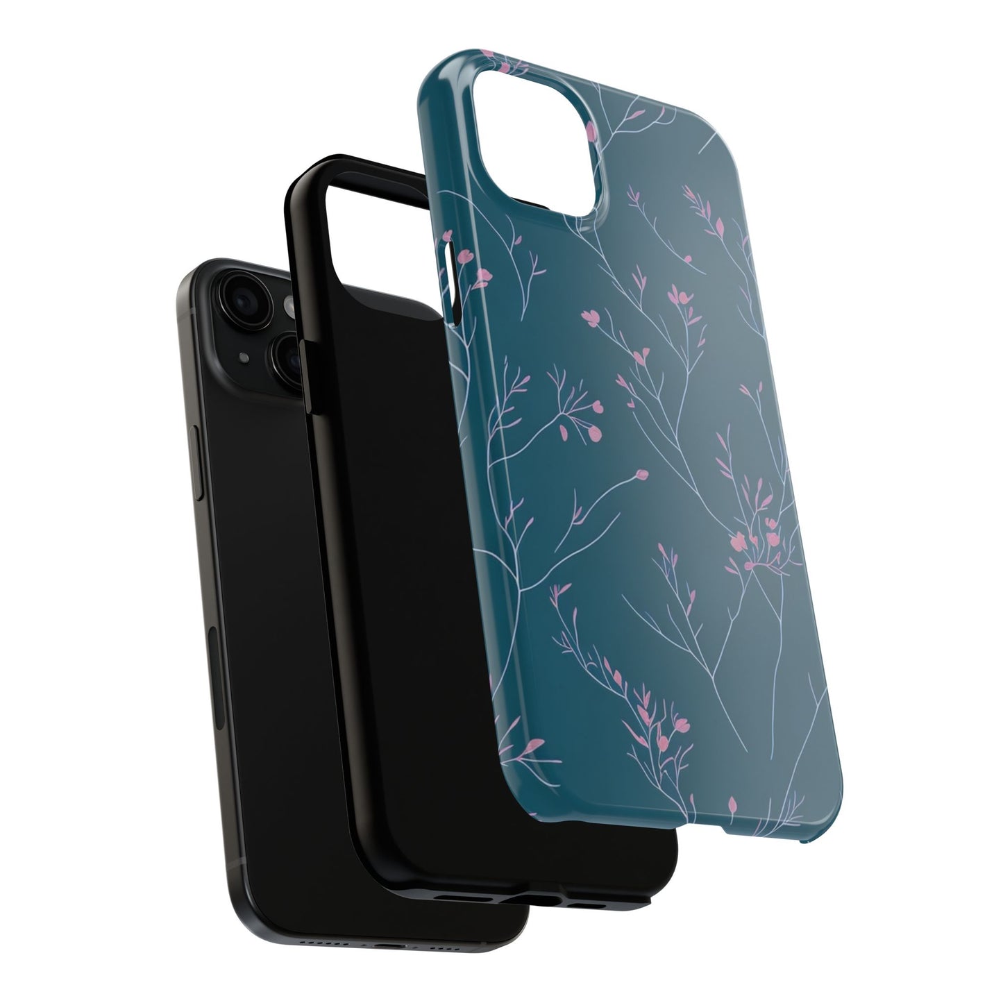 Teal Floral Tough Phone Case