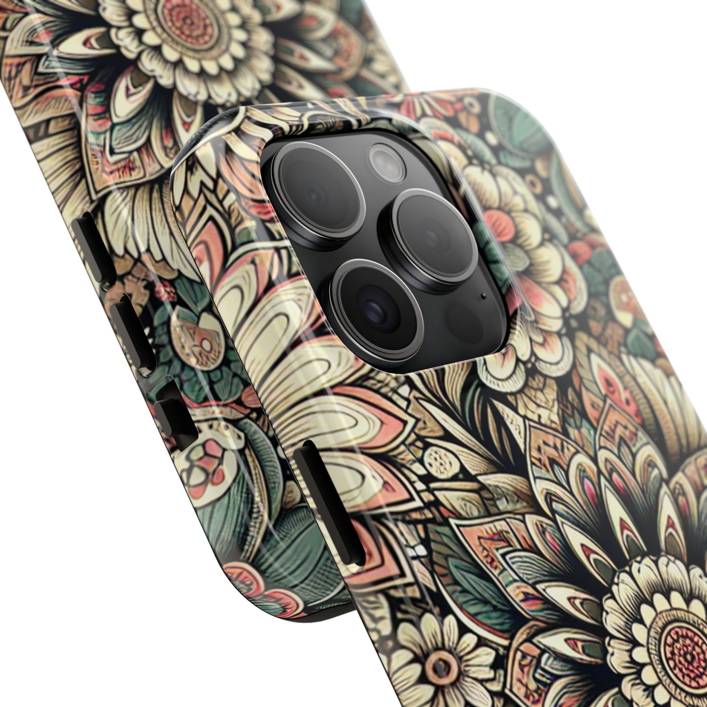 Boho Floral Tough Case for iPhone 16 15 14 13 12 11 X 8 7 Samsung Galaxy S24 S23 S22 S21