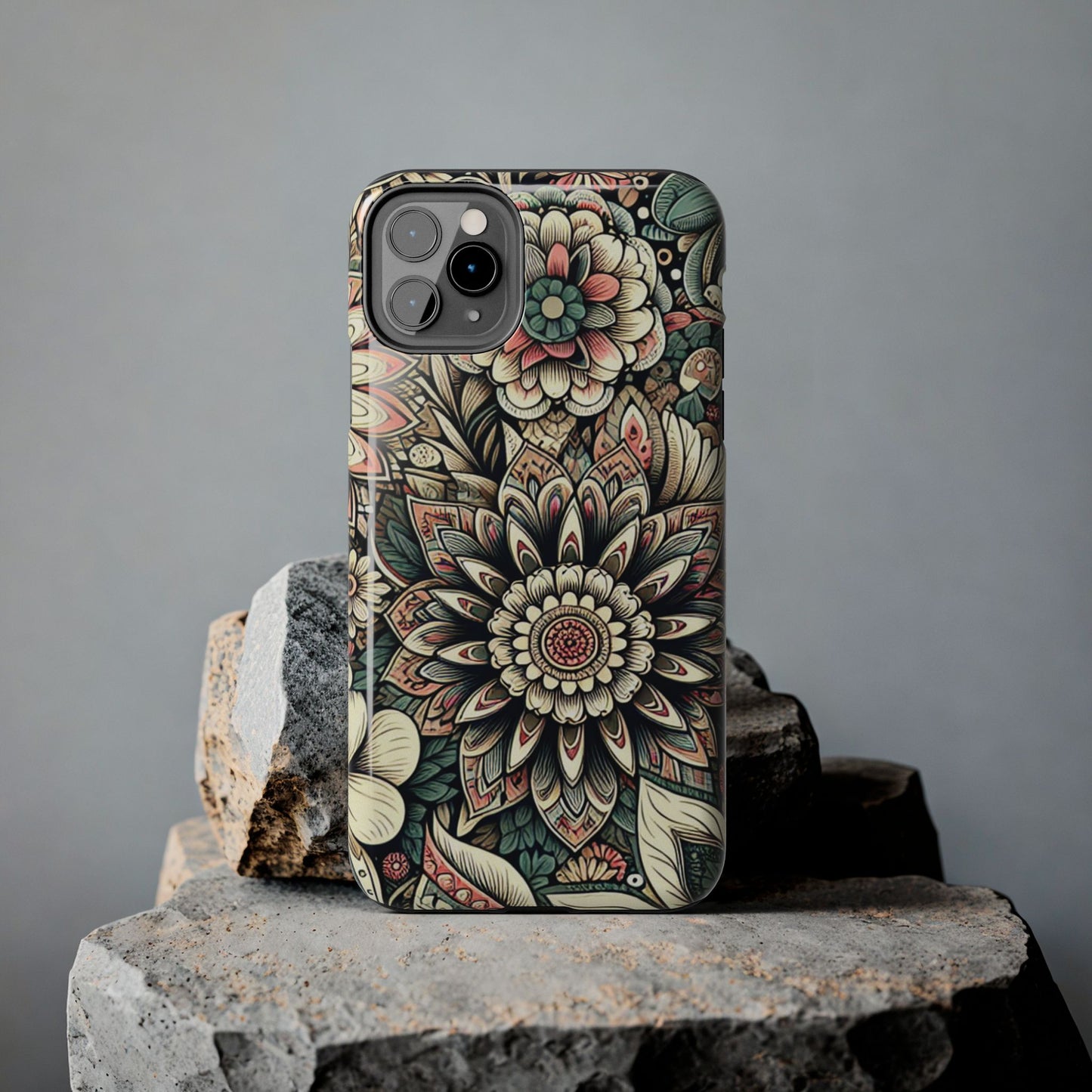 Boho Floral Tough Case for iPhone 16 15 14 13 12 11 X 8 7 Samsung Galaxy S24 S23 S22 S21
