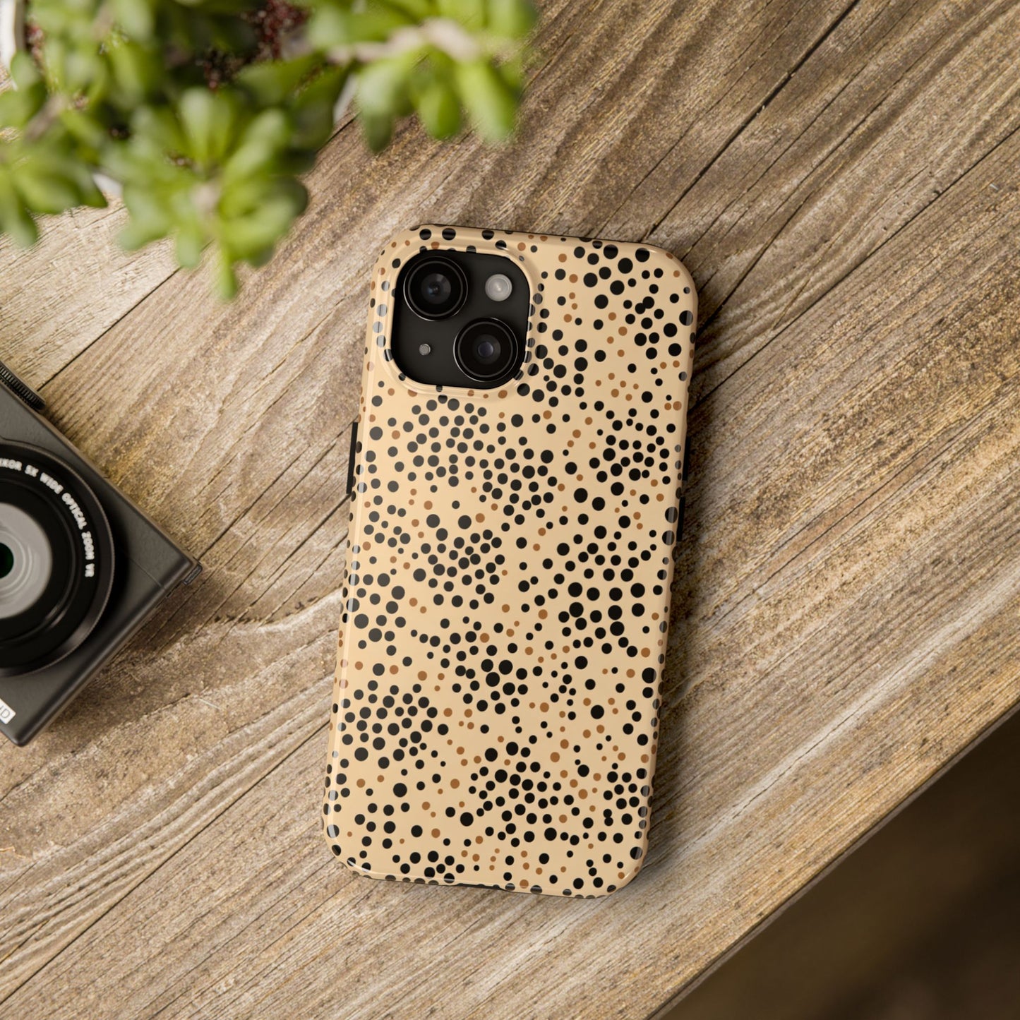 Tan and Black Dot Tough Phone Case