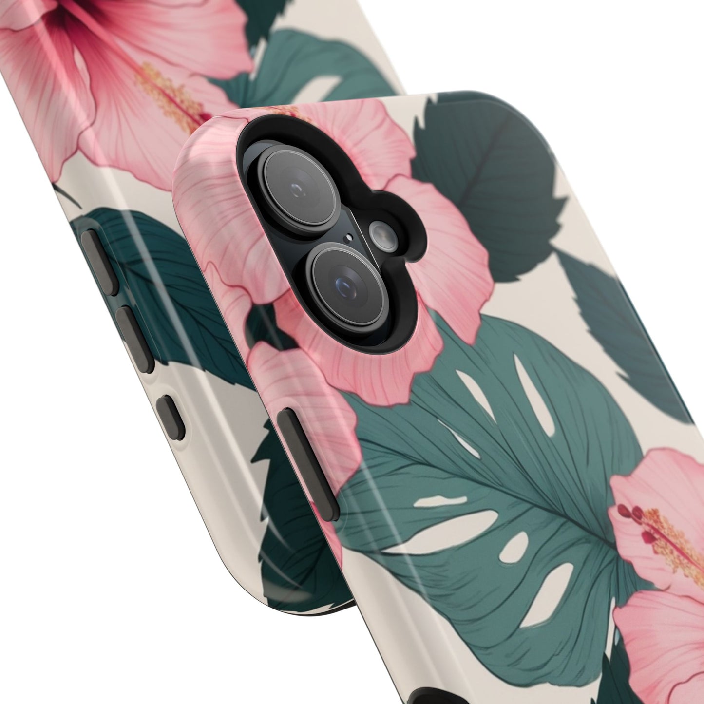 Tropical Hibiscus Magnetic Tough Phone Case for iPhone 13 14 15 16 Models