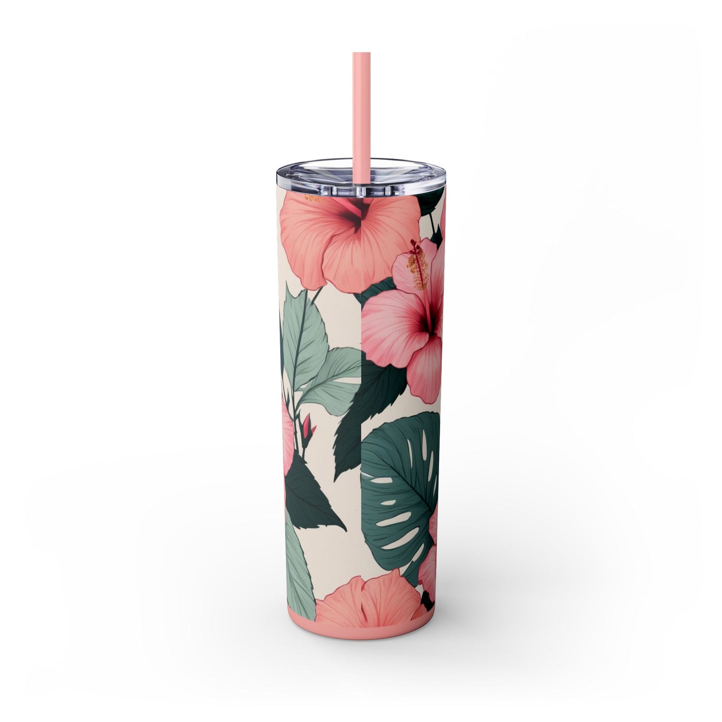 Tropical Hibiscus Skinny Tumbler with Straw 20oz