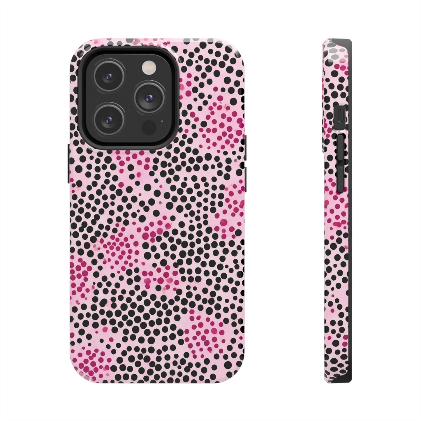 Pink and Black Dot Design Tough Phone Case