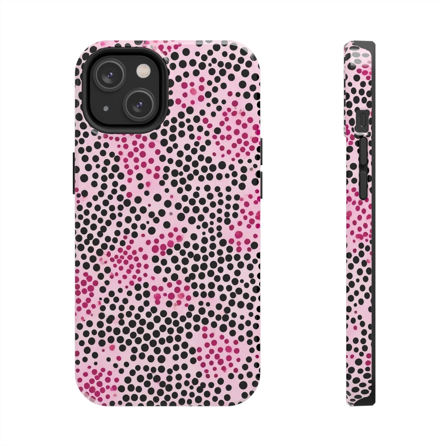 Pink and Black Dot Design Tough Phone Case