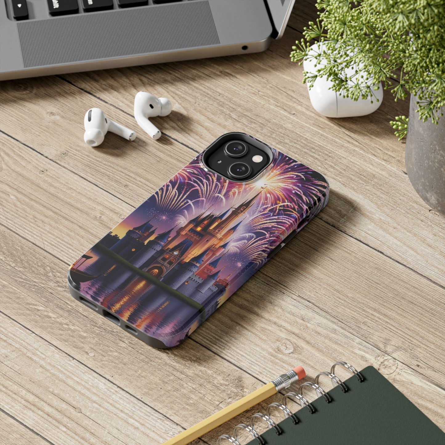 Magical Castle and Fireworks Tough Phone Case for iPhone 16 15 14 13 12 11 X 8 7 Samsung Galaxy S24 S23 S22 S21