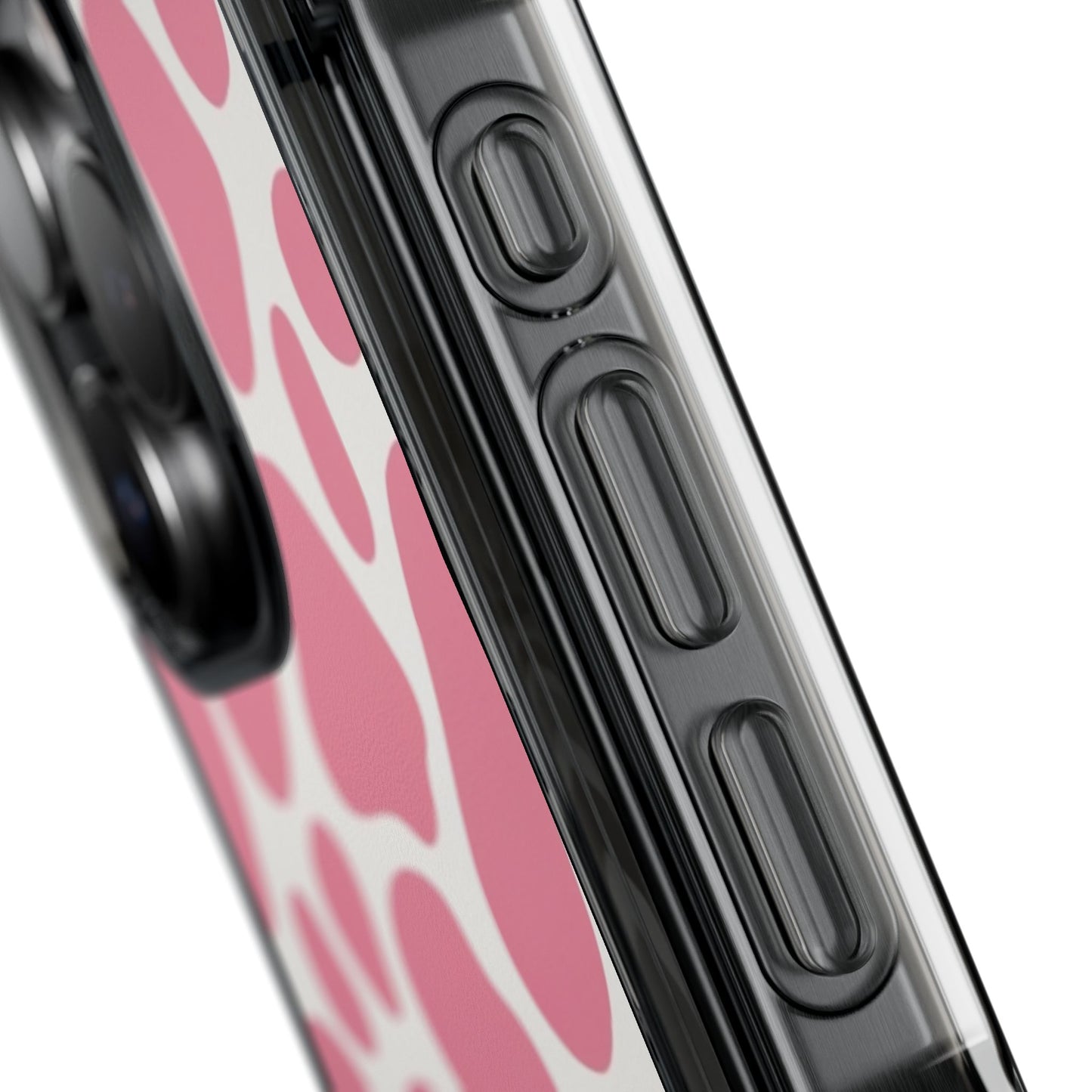 Pink Giraffe Print Magnetic Clear Impact Case for iPhone 16 15 14