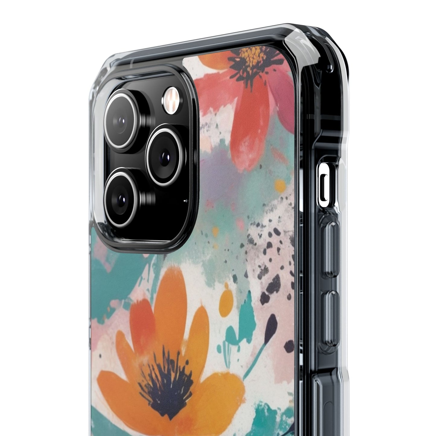 Floral Watercolor Design Magnetic Clear Impact Case for iPhone 16 15 14