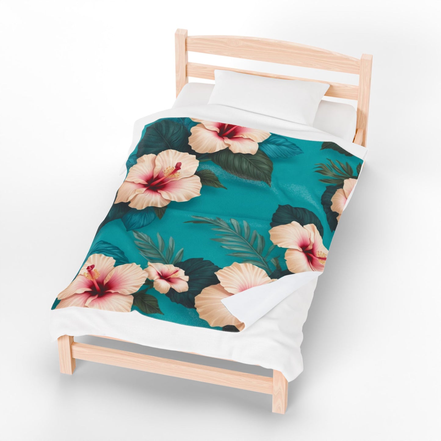 Tropical Floral Velveteen Plush Blanket - Cozy Floral Decor for Home