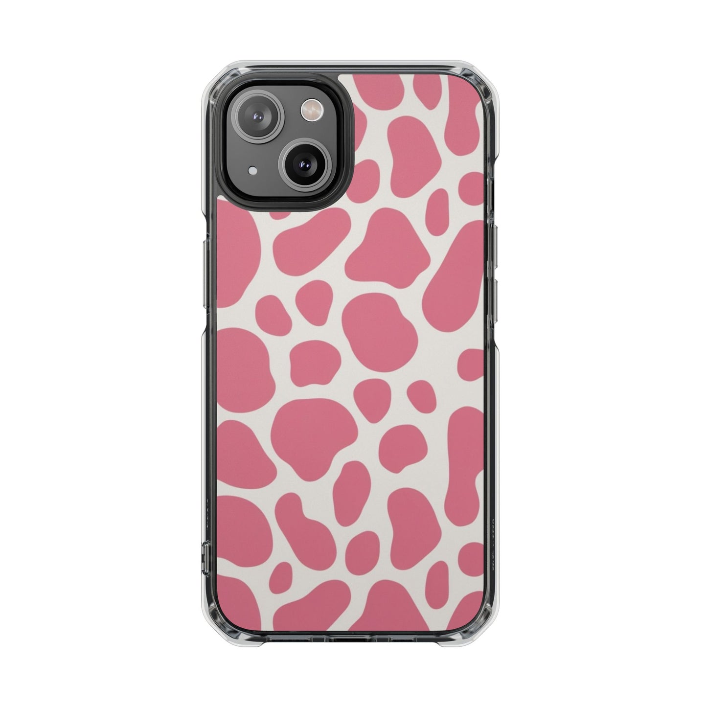 Pink Giraffe Print Magnetic Clear Impact Case for iPhone 16 15 14