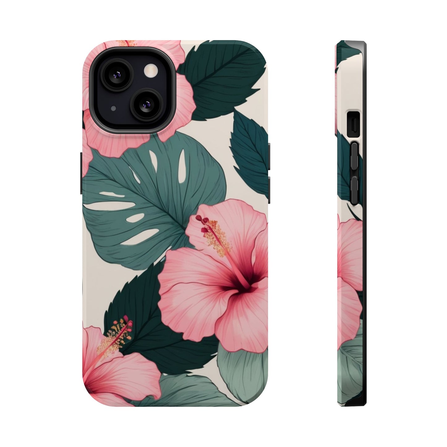 Tropical Hibiscus Magnetic Tough Phone Case for iPhone 13 14 15 16 Models