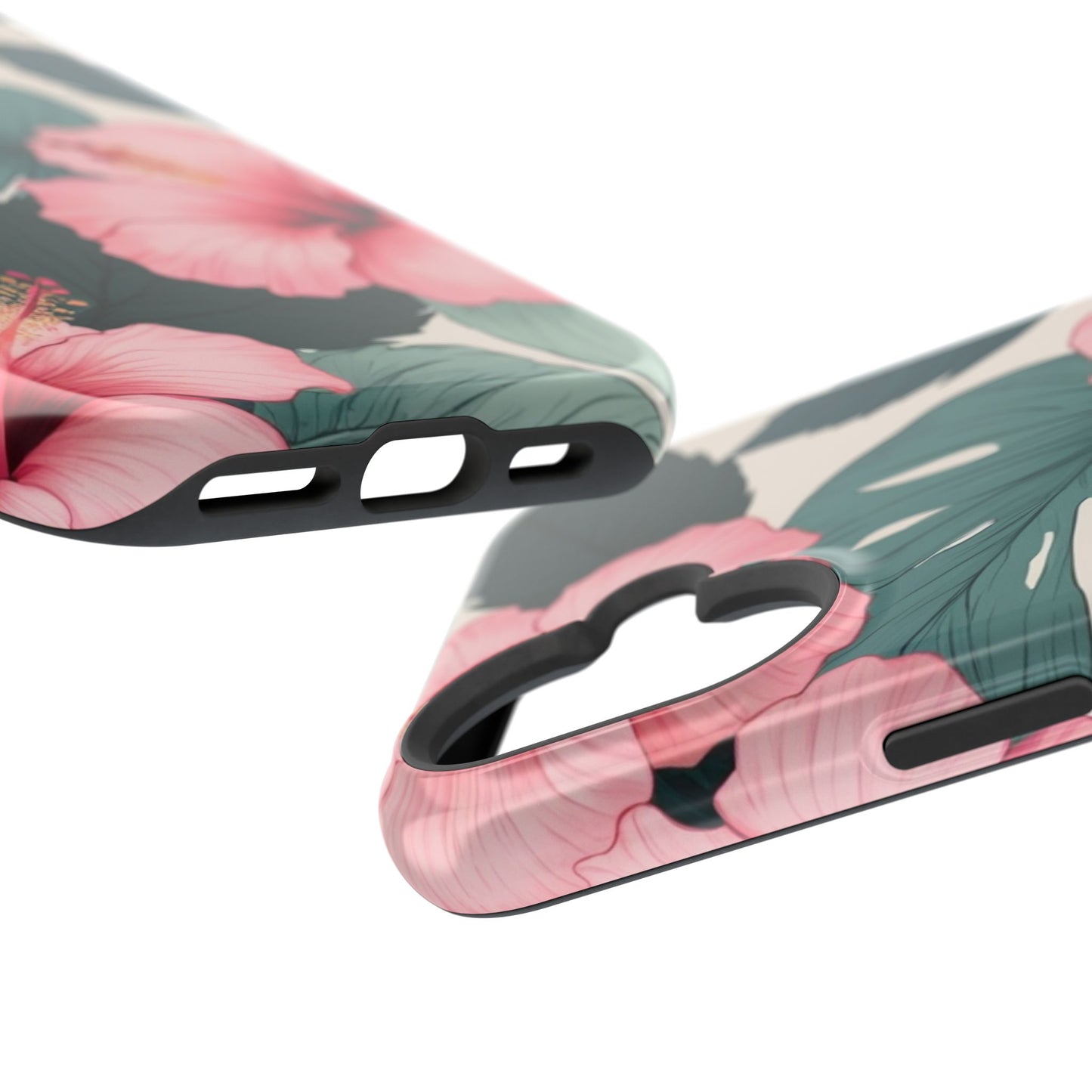 Tropical Hibiscus Magnetic Tough Phone Case for iPhone 13 14 15 16 Models