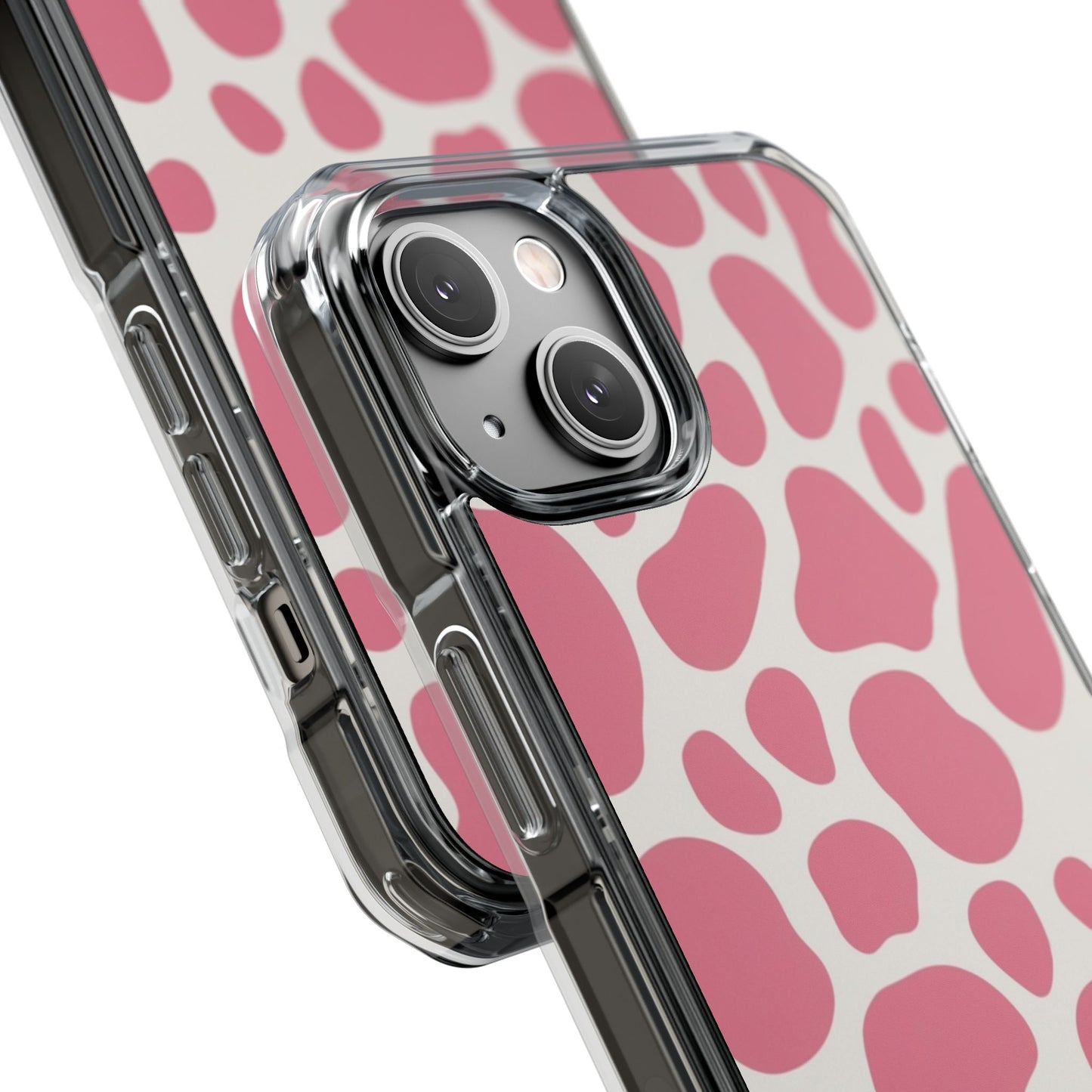 Pink Giraffe Print Magnetic Clear Impact Case for iPhone 16 15 14