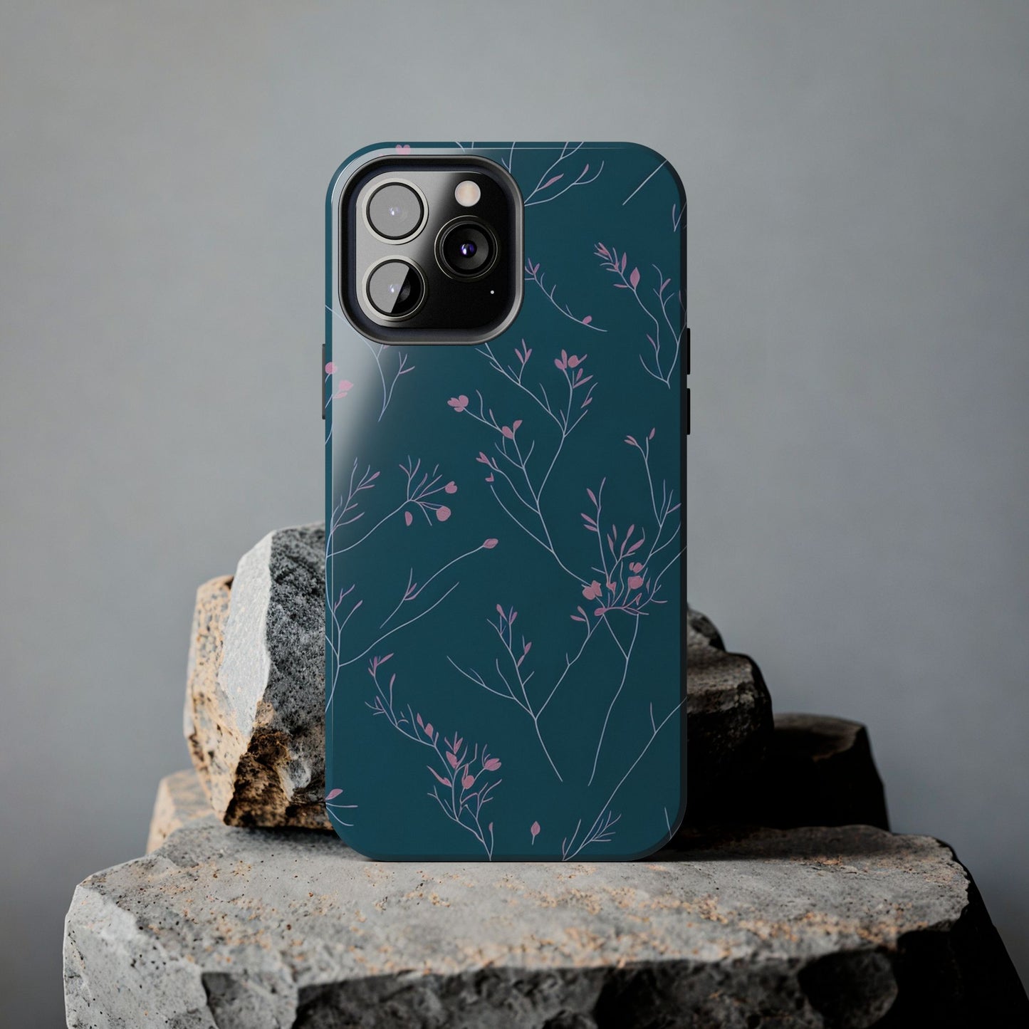 Teal Floral Tough Phone Case