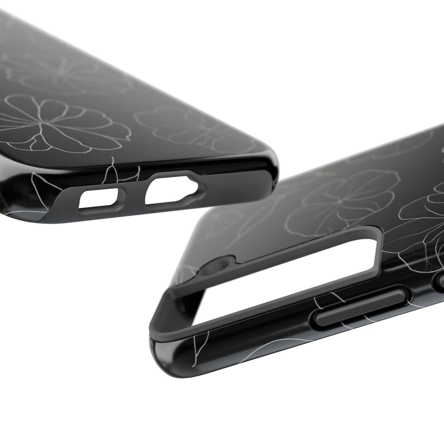 Black Floral Tough Phone Case