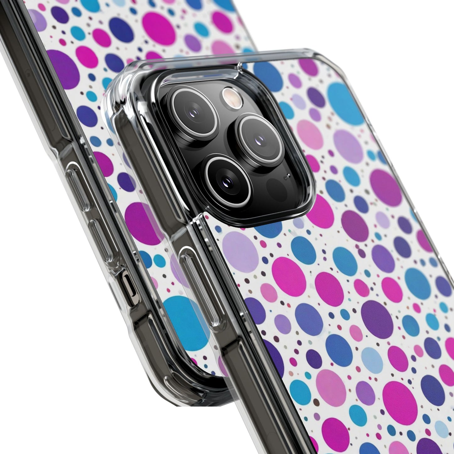 Polka Dot Design Magnetic Clear Impact Case for iPhone 16 15 14