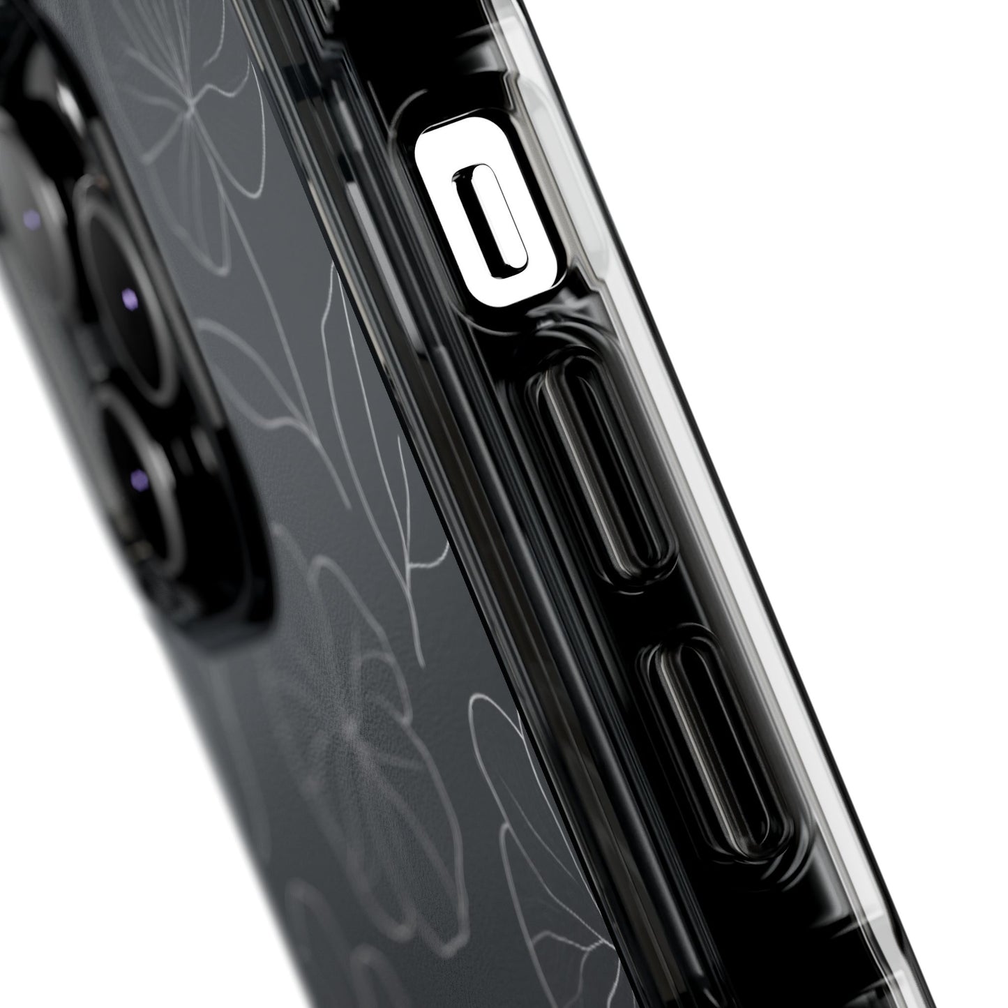 Black Floral Magnetic Clear Impact Case for iPhone 16 15 14