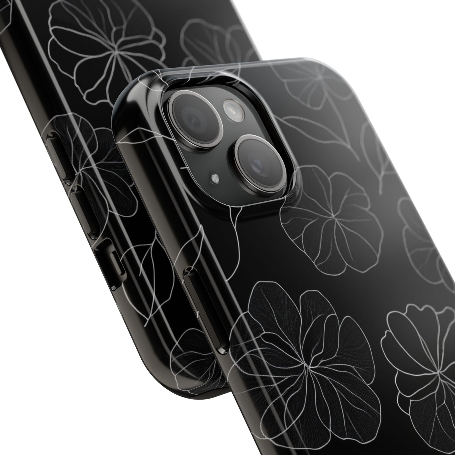 Black Floral Tough Phone Case