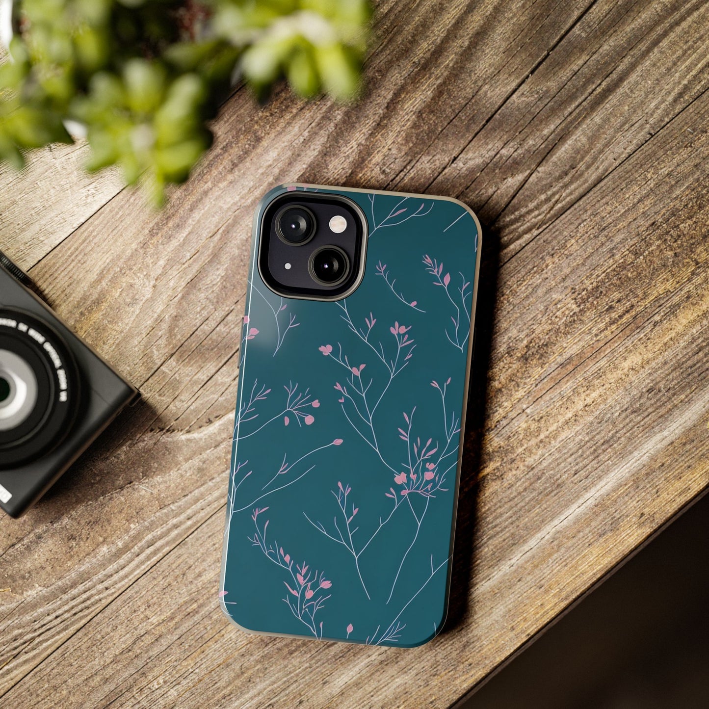 Teal Floral Tough Phone Case